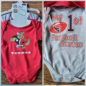 Houston Texans NFL 2 Bodysuit Set Size 0-3 Months Unisex NEW with Tags